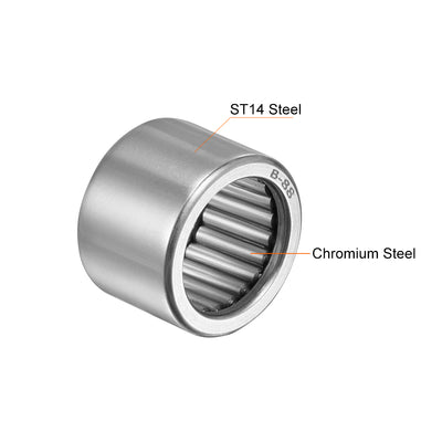 Harfington Uxcell Needle Roller Bearings Open End Full Complement Drawn Cup, Inch