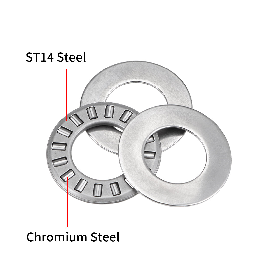 uxcell Uxcell TC815+2TRA Needle Roller Thrust Bearings with Washers 1/2"x15/16"x5/64" 3pcs