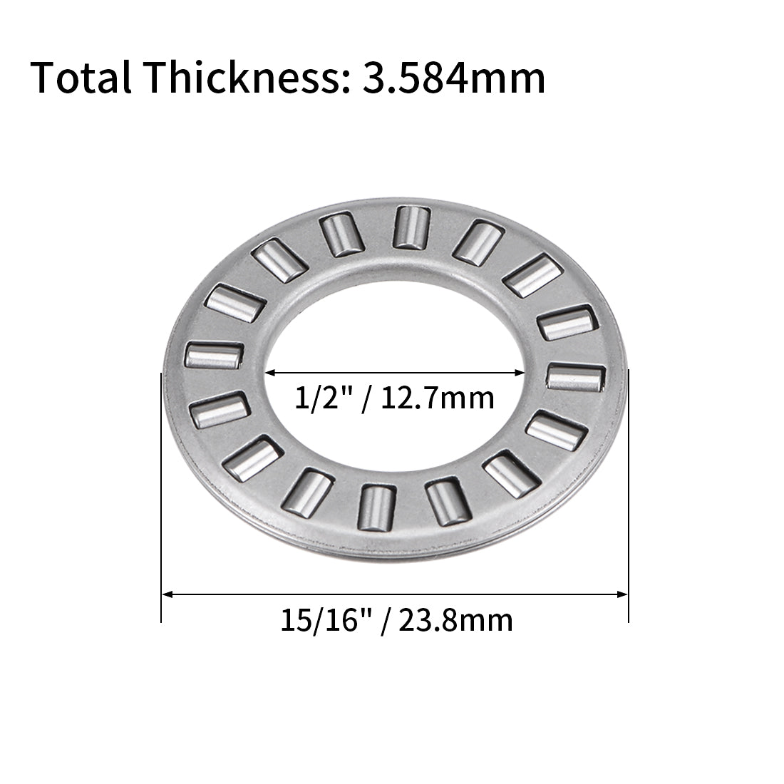 uxcell Uxcell TC815+2TRA Needle Roller Thrust Bearings with Washers 1/2"x15/16"x5/64" 3pcs