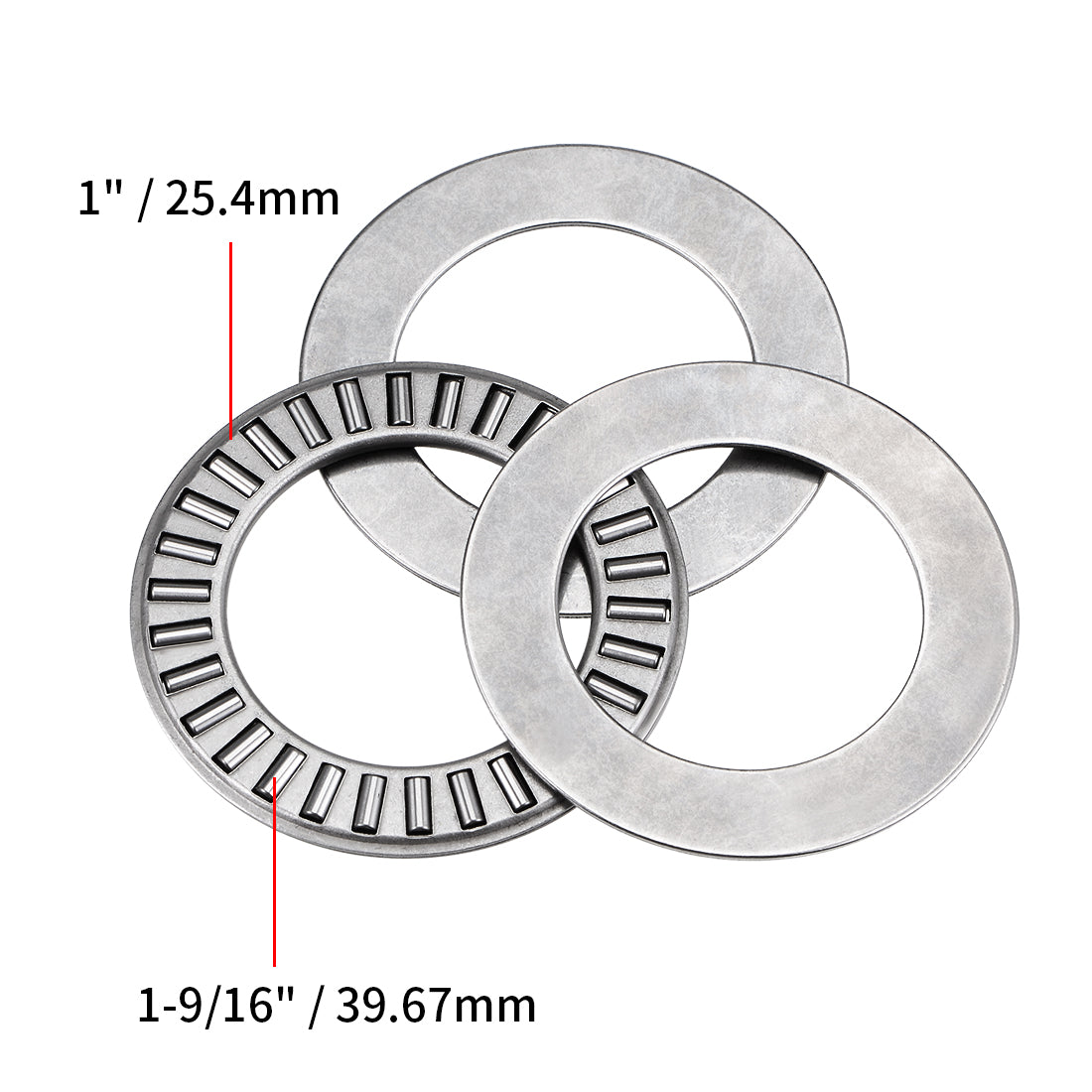 uxcell Uxcell Thrust Needle Roller Bearings with Washers 5/64" Thick Chrome Steel