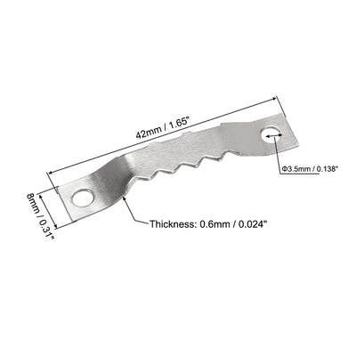 Harfington Uxcell Sawtooth Hangers, 1 3/5 Inch Double Hole with Screws for Picture Frame Hanging, 50 Pcs (Silver)