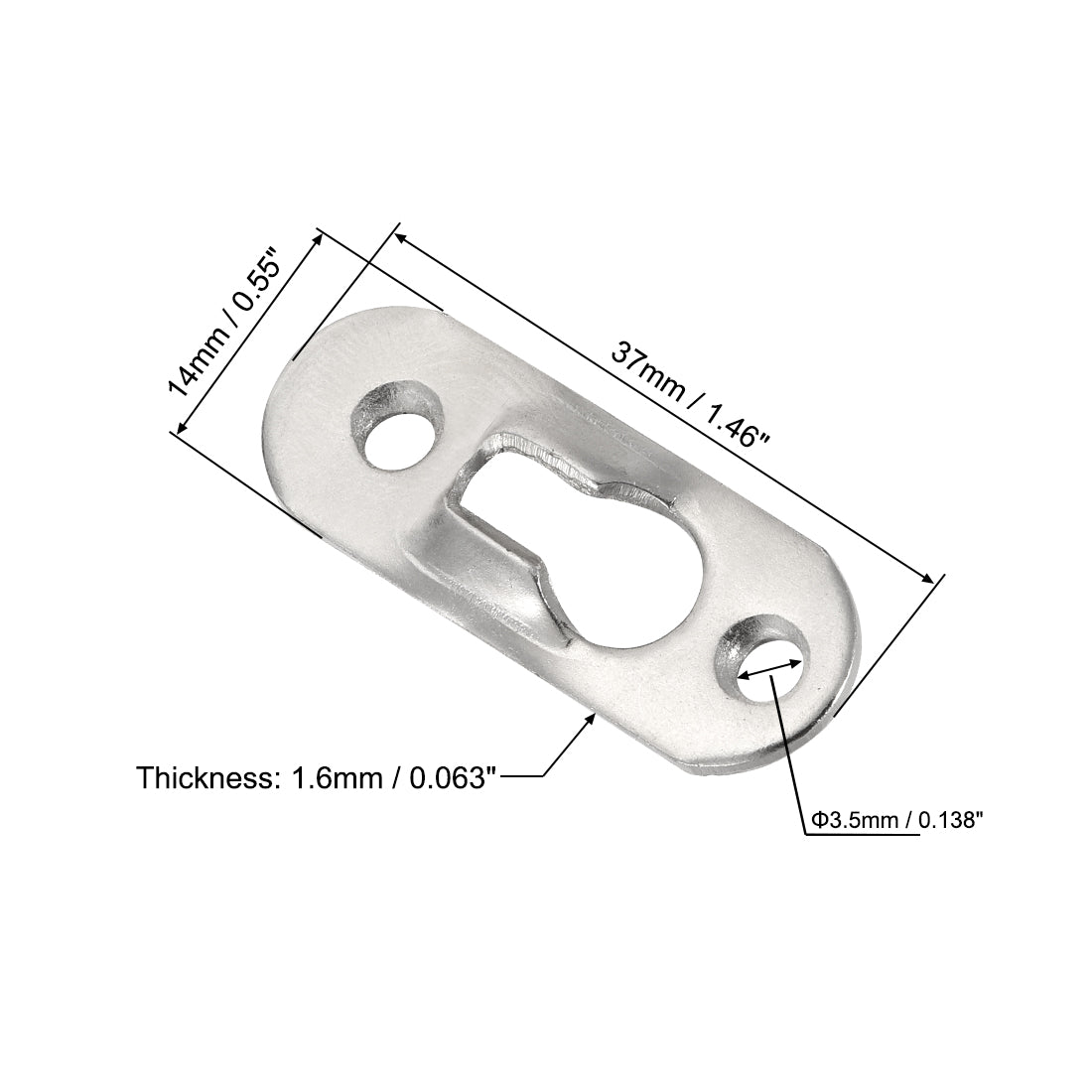 uxcell Uxcell Keyhole Hanging Plate, 37mm x 14mm Single Hole Hook for Picture Frames with Screws, 30 Pcs (Silver)