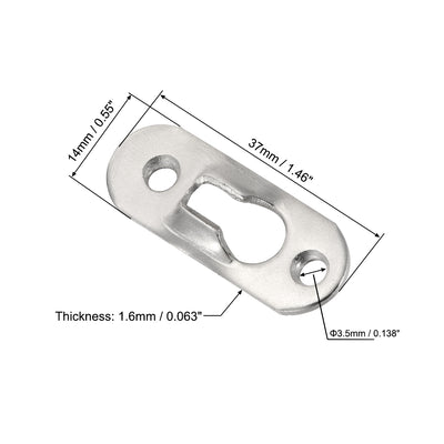 Harfington Uxcell Keyhole Hanging Plate, 37mm x 14mm Single Hole Hook for Picture Frames with Screws, 30 Pcs (Silver)