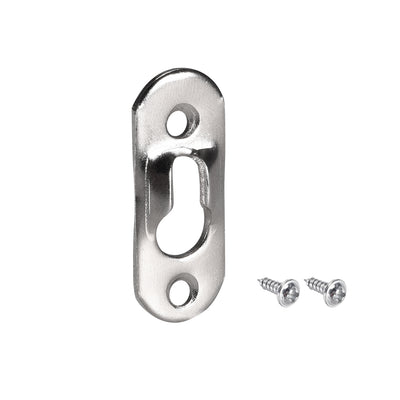 Harfington Uxcell Keyhole Hanging Plate, 37mm x 14mm Single Hole Hook for Picture Frames with Screws, 30 Pcs (Silver)