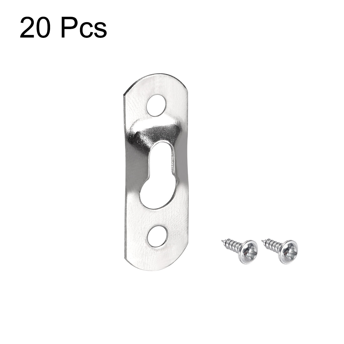 uxcell Uxcell Keyhole Hanging Plate, 37mm x 13mm Single Hole Hook for Picture Frames with Screws, 20 Pcs (Silver)