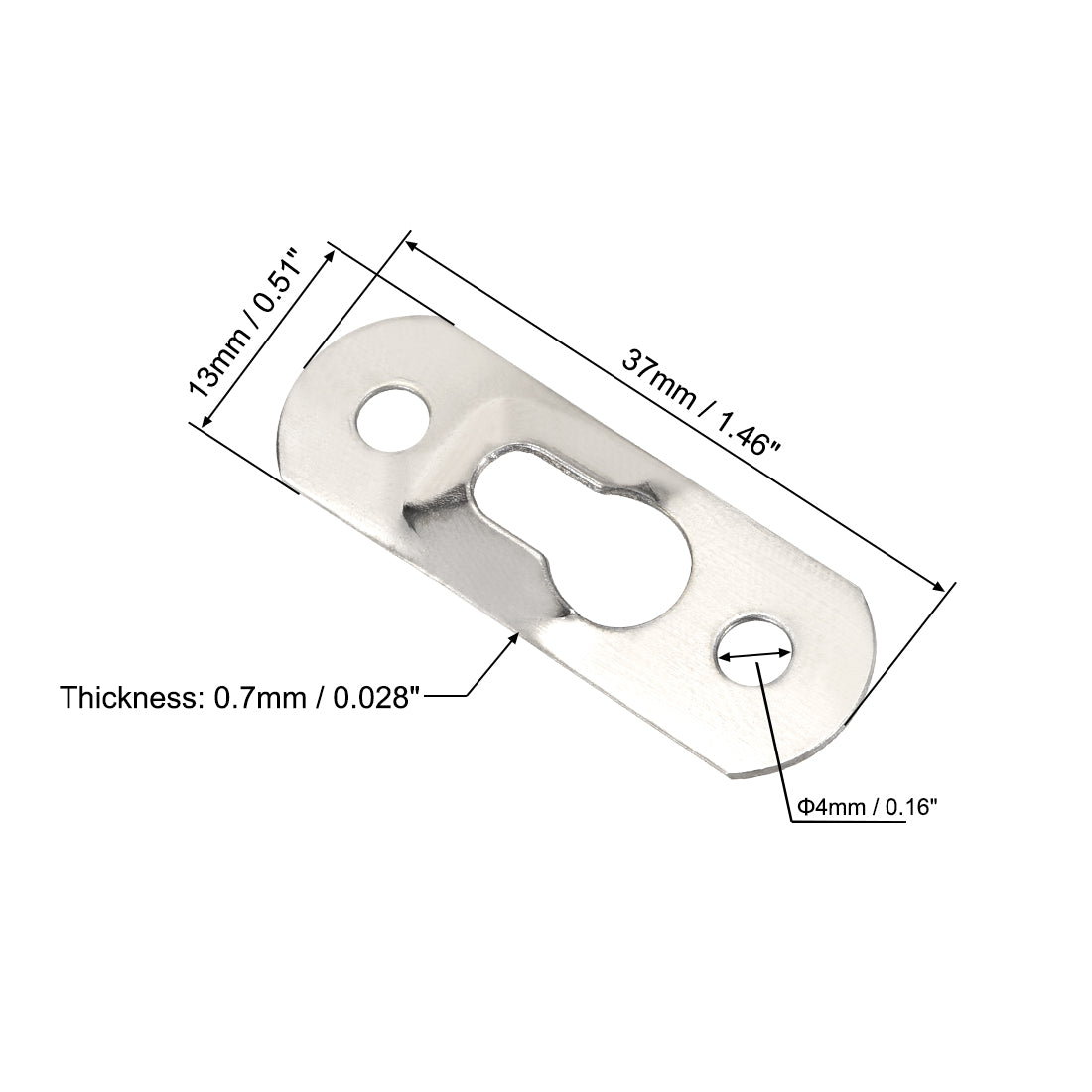 uxcell Uxcell Keyhole Hanging Plate, 37mm x 13mm Single Hole Hook for Picture Frames with Screws, 20 Pcs (Silver)