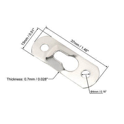 Harfington Uxcell Keyhole Hanging Plate, 37mm x 13mm Single Hole Hook for Picture Frames with Screws, 20 Pcs (Silver)