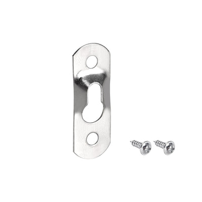 Harfington Uxcell Keyhole Hanging Plate, 37mm x 13mm Single Hole Hook for Picture Frames with Screws, 20 Pcs (Silver)