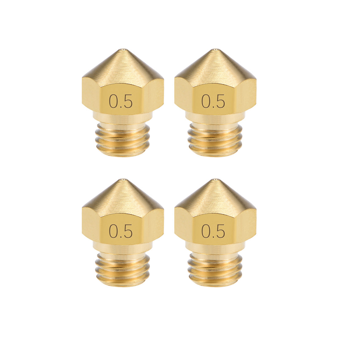 uxcell Uxcell 0.5mm 3D Printer Nozzle Head M7 for MK10 1.75mm Extruder Print, Brass 4pcs