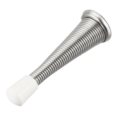 Harfington Uxcell Door Stoppers Nickel Plated- 79mmL Spring Stops with White Rubber Tips 2Pcs