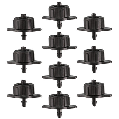 Harfington Uxcell Pressure Compensating Dripper 1 GPH 4L/H Emitter for Garden Lawn Drip Irrigation with Barbed Hose Connector, Plastic Black 25pcs