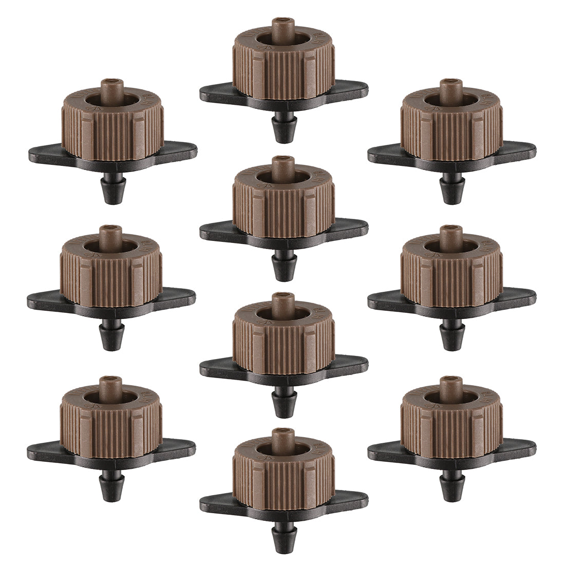 uxcell Uxcell Pressure Compensating Dripper 2 GPH 8L/H Emitter for Garden Lawn Drip Irrigation with Barbed Hose Connector, Plastic Black Brown 15pcs