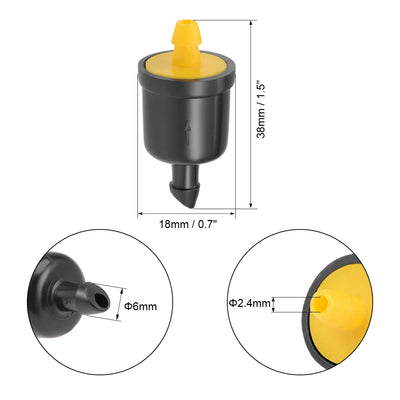 Harfington Uxcell Pressure Compensating Dripper 5GPH 20L/H Emitter for Garden Lawn Drip Irrigation with Barbed Hose Connector Plastic Yellow 10pcs