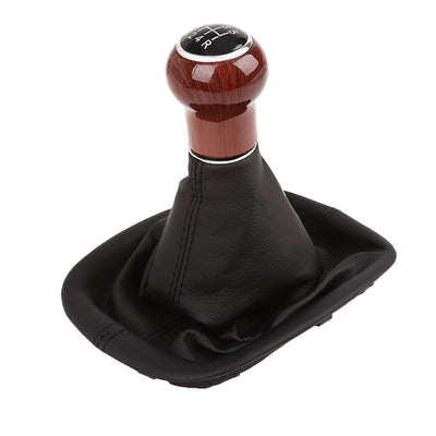 Harfington Black Car Manual 5-Speed Wood Gear Stick Shift Knob Gaitor Boot for VW Passat B5 Leatherette