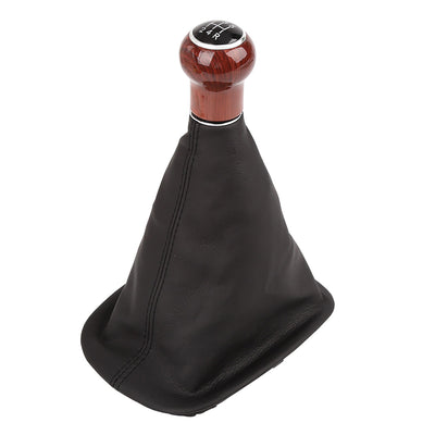 Harfington Black Car Manual 5-Speed Wood Gear Stick Shift Knob Gaitor Boot for VW Passat B5 Leatherette