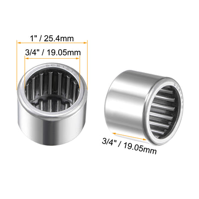 Harfington Uxcell Needle Roller Bearings, Open End, Stamping Steel Drawn Cup Chrome Steel Rollers, Inch