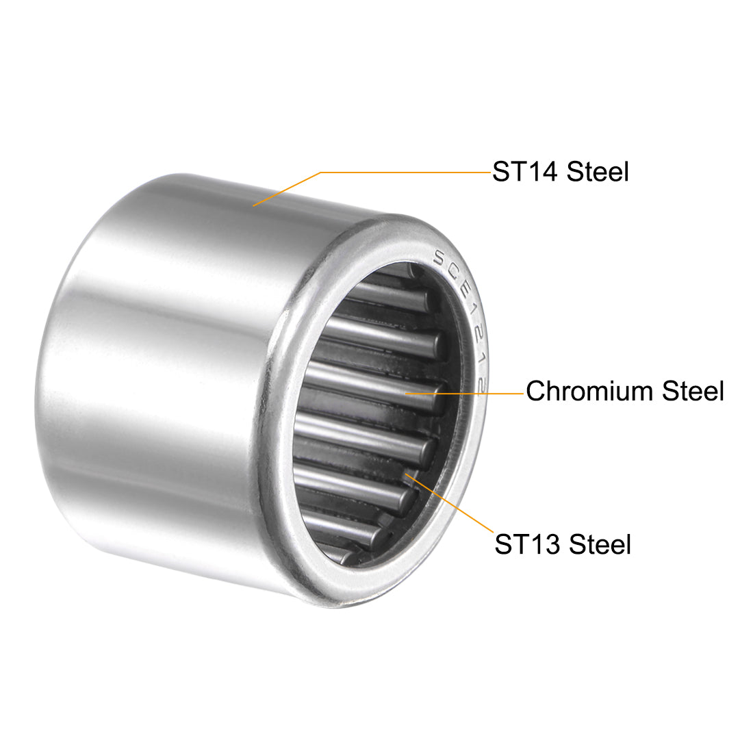 uxcell Uxcell Needle Roller Bearings, Open End, Stamping Steel Drawn Cup Chrome Steel Rollers, Inch