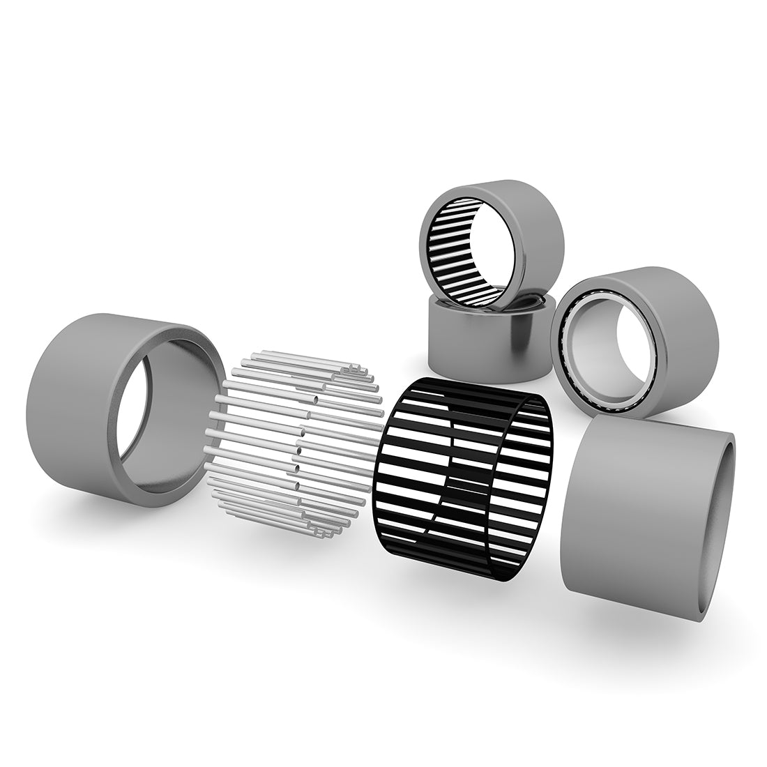 uxcell Uxcell Needle Roller Bearings, Open End, Stamping Steel Drawn Cup Chrome Steel Rollers, Inch