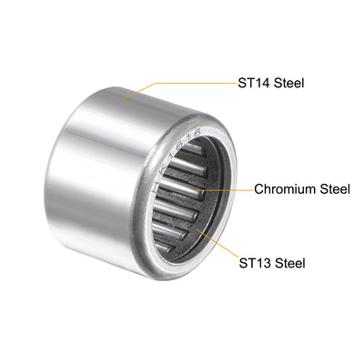 Harfington Uxcell HK Series Needle Roller Bearings, Open End, Stamping Steel Drawn Cup Metric