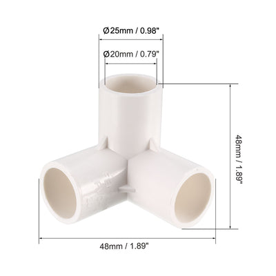 Harfington Uxcell 3-Way Elbow PVC Fitting, 20mm Socket, Tee Corner Fittings White