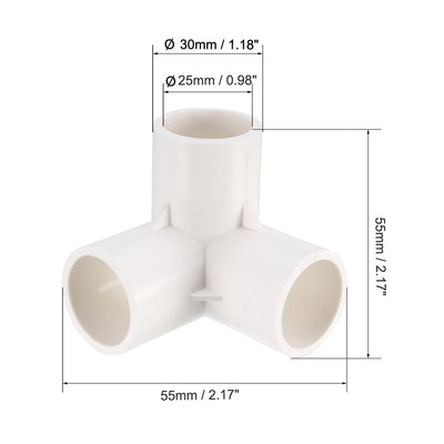 Harfington Uxcell 3-Way Elbow PVC Fitting, 25mm Socket, Tee Corner Fittings White