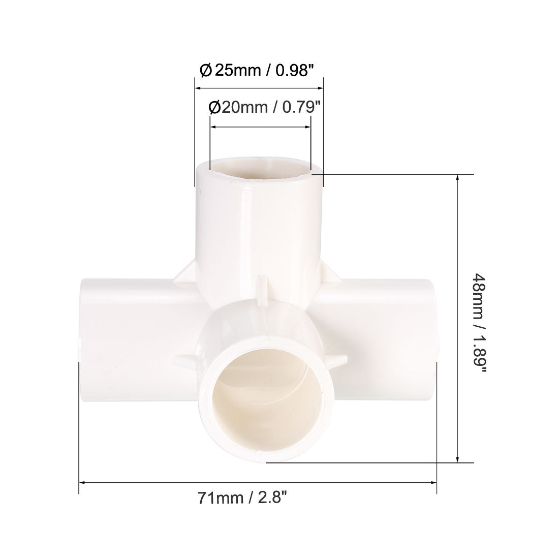 uxcell Uxcell 4 Way 20mm Tee PVC Fitting Elbow - PVC Furniture - PVC Elbow Fittings 6Pcs