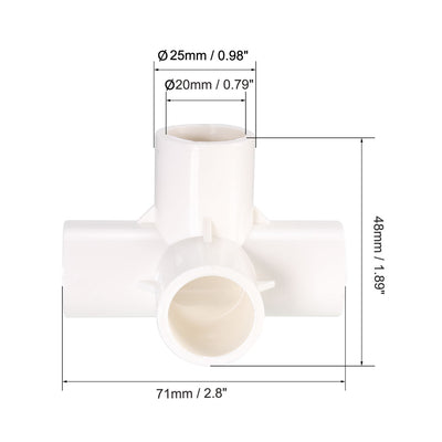 Harfington Uxcell 4 Way 20mm Tee PVC Fitting Elbow - PVC Furniture - PVC Elbow Fittings 6Pcs