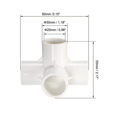 Harfington Uxcell 25mm, 1St 4-Wege T-Stück PVC Anschlussbogen Möbel Weiß PVC Bewässerungssprinkler