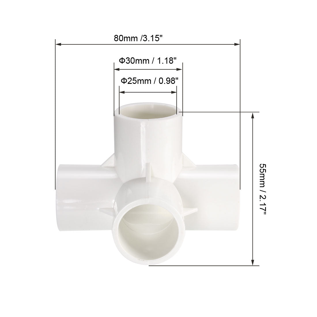 uxcell Uxcell 25mm, 6St 4-Wege T-Stück PVC Anschlussbogen Möbel Weiß PVC Bewässerungssprinkler