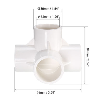 Harfington Uxcell 4 Way 32mm Tee PVC Fitting Elbow - PVC Furniture - PVC Elbow Fittings