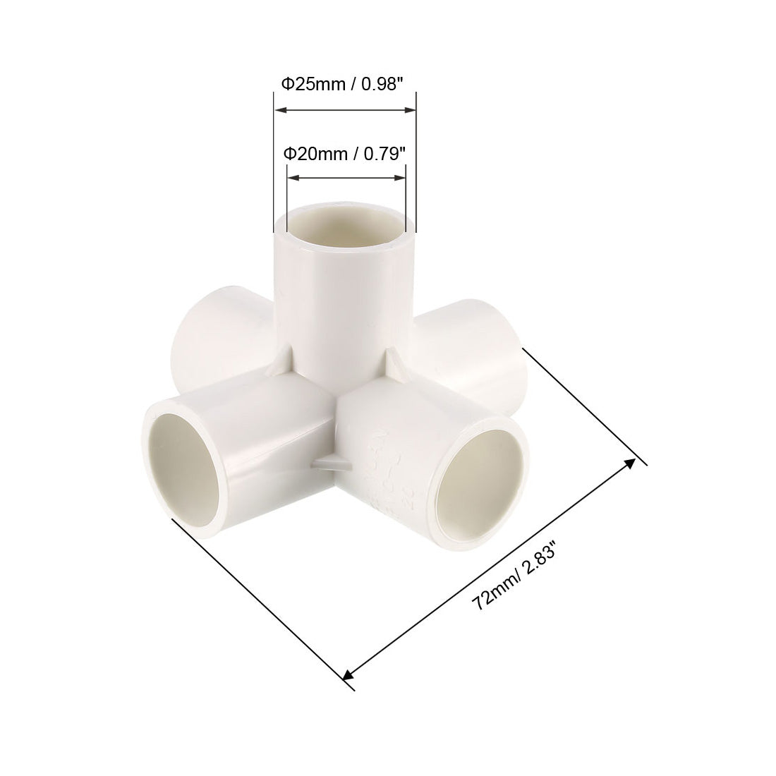 uxcell Uxcell 5 Way 20mm Tee PVC Fitting Elbow - PVC Furniture - PVC Elbow Fittings 2Pcs