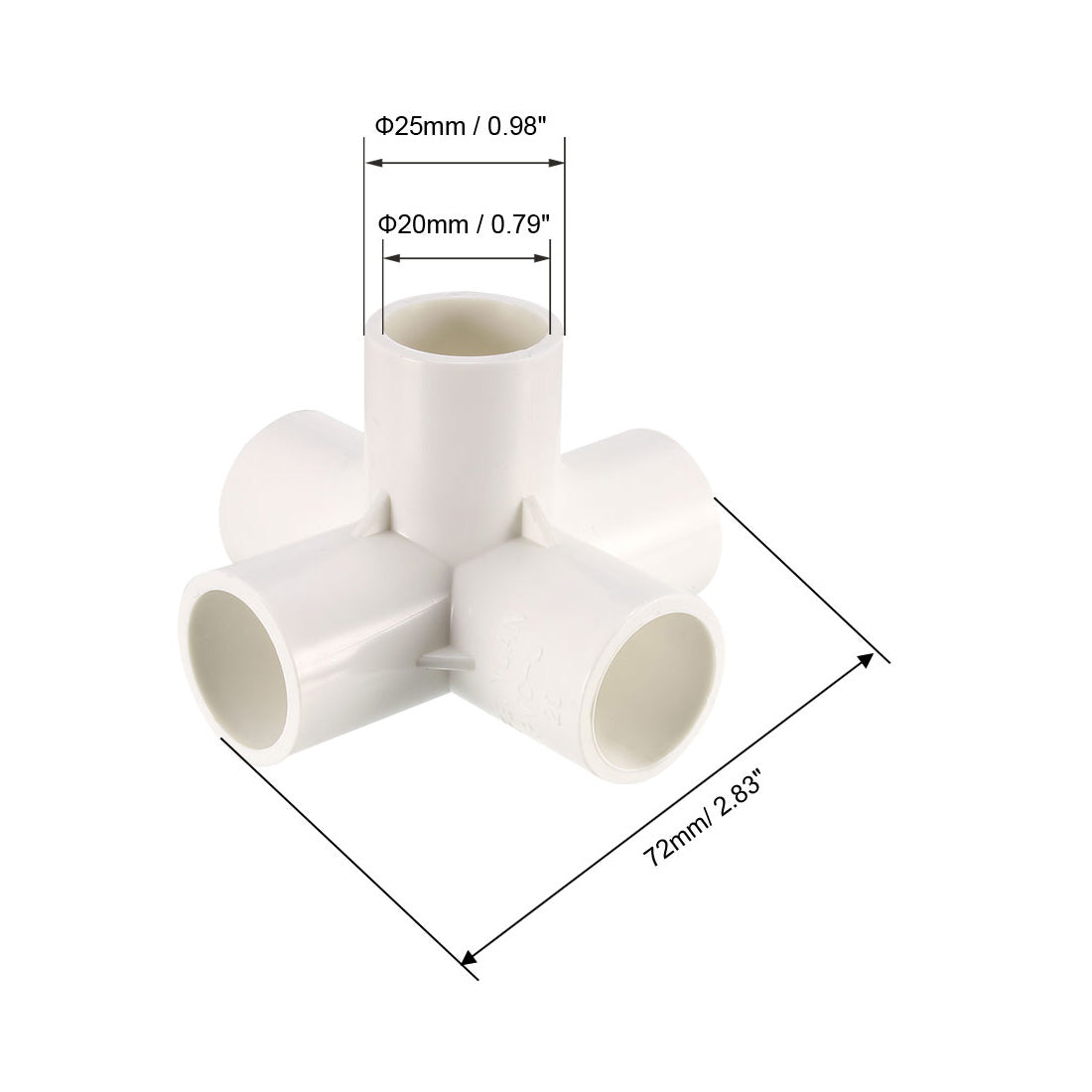 uxcell Uxcell 5 Way 20mm Tee PVC Fitting Elbow - PVC Furniture - PVC Elbow Fittings 6Pcs