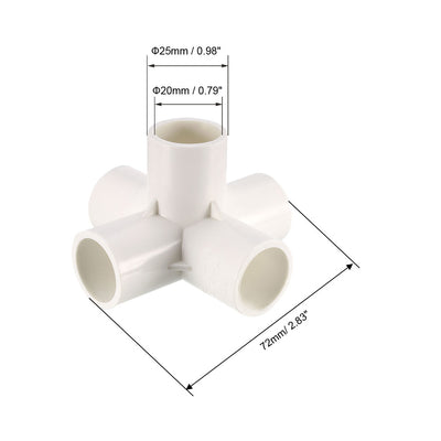 Harfington Uxcell 5 Way 20mm Tee PVC Fitting Elbow - PVC Furniture - PVC Elbow Fittings 6Pcs