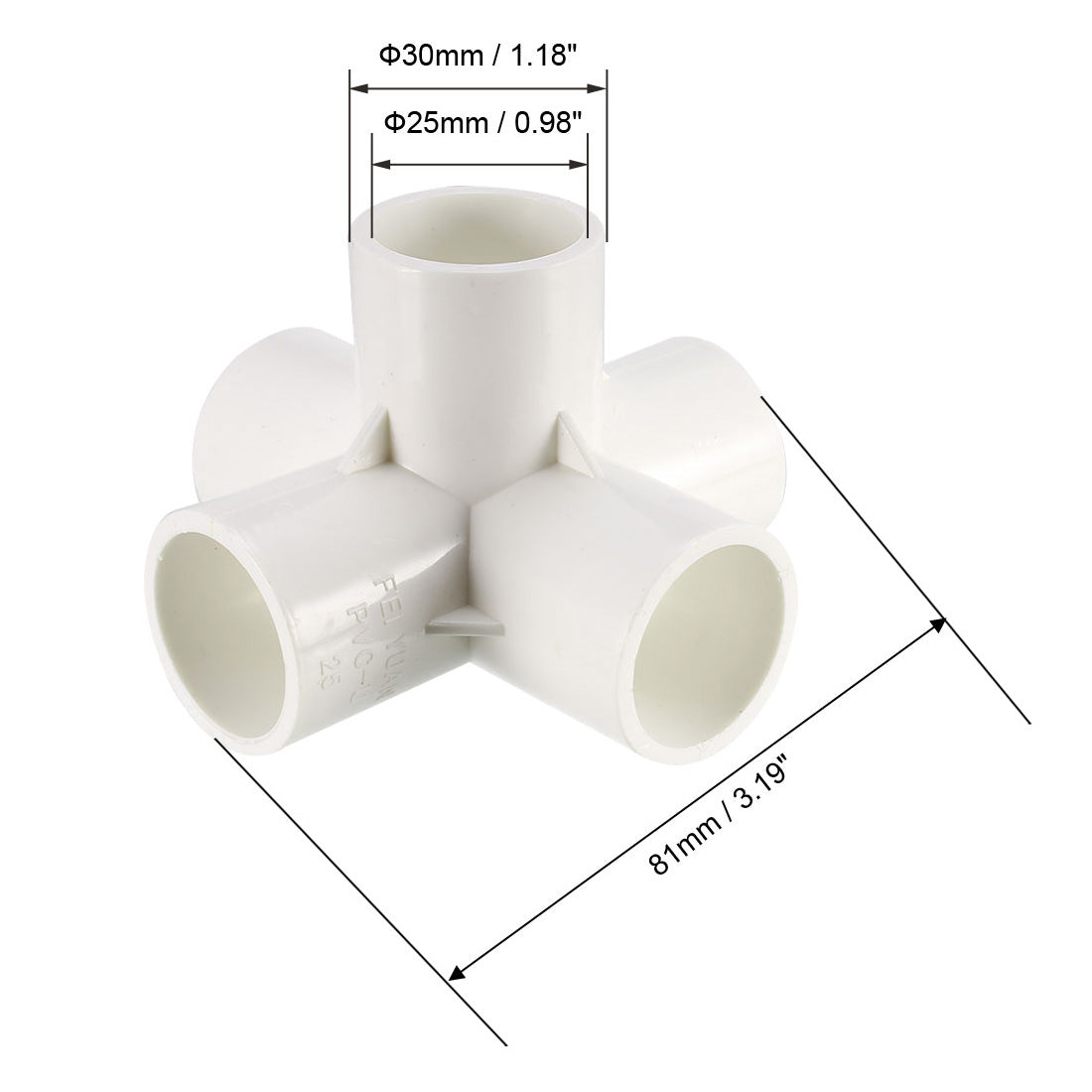 uxcell Uxcell 5 Way 25mm Tee PVC Fitting Elbow - PVC Furniture - PVC Elbow Fittings 2Pcs