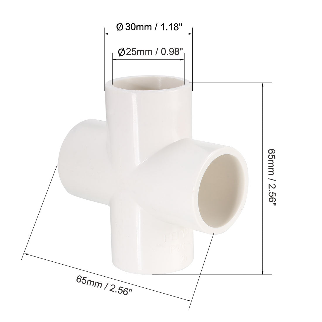 uxcell Uxcell PVC Pipe Fitting, 4 Way Cross, 25mm Socket, PVC Furniture Fittings White 2Pcs