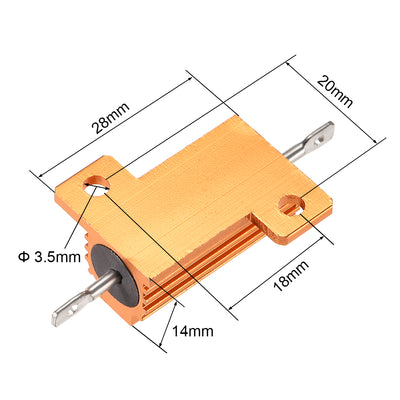 Harfington Uxcell 25W 0.1 Ohm 5% Aluminum Housing Resistor Wirewound Resistor Gold Tone 5 Pcs