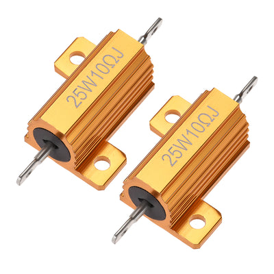 Harfington Uxcell 25 Watt 10 Ohm 5% Aluminum Housing Resistor Wirewound Resistor 18mm Mounting Hole 2 Pcs