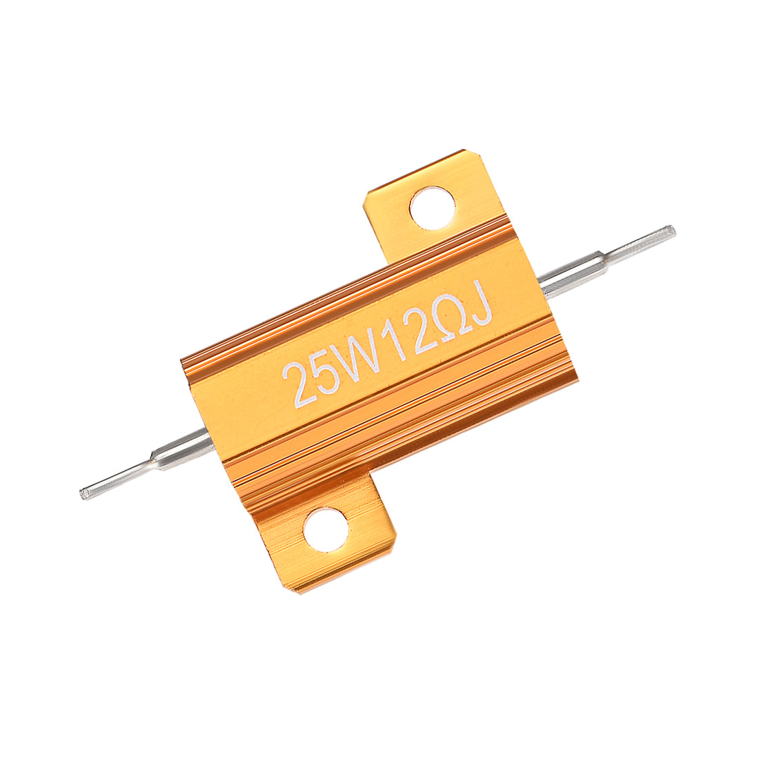 uxcell Uxcell 25W 12 Ohm 5% Aluminum Housing Resistor Wirewound Resistor Gold Tone 5 Pcs