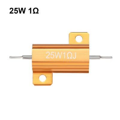 Harfington Uxcell 25W 1 Ohm 5% Aluminum Housing Resistor Wirewound Resistor Gold Tone 3 Pcs