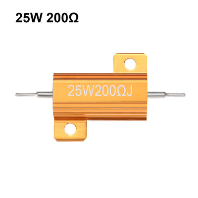 Harfington Uxcell 25W 200 Ohm 5% Aluminum Housing Resistor Wirewound Resistor Gold Tone 3 Pcs