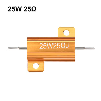 Harfington Uxcell 25W 25 Ohm 5% Aluminum Housing Resistor Wirewound Resistor Gold Tone 3 Pcs