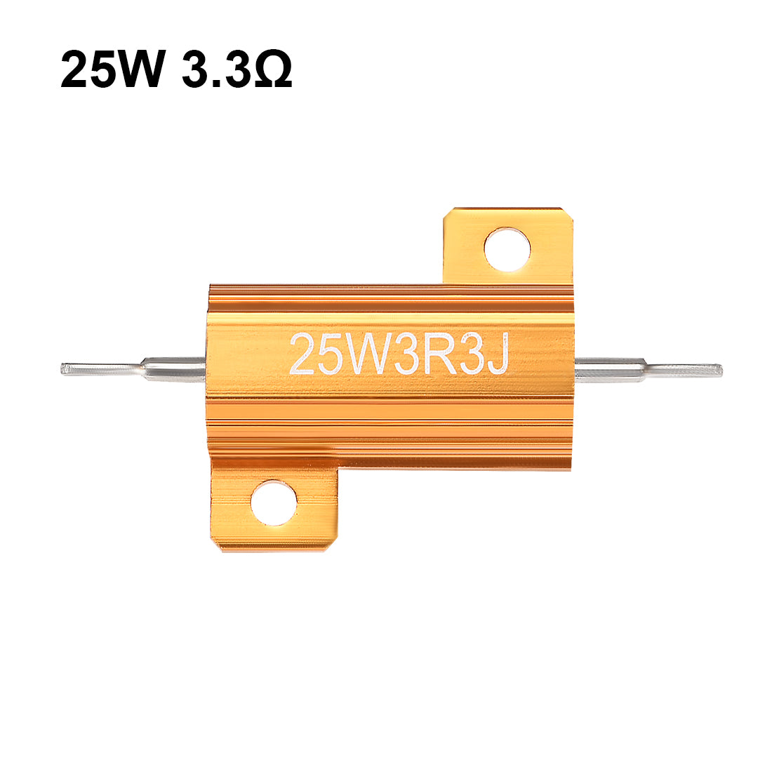 uxcell Uxcell 25W 3.3 Ohm 5% Aluminum Housing Resistor Wirewound Resistor Gold Tone 3 Pcs