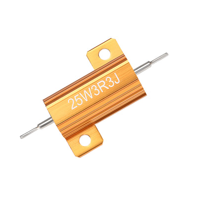 Harfington Uxcell 25W 3.3 Ohm 5% Aluminum Housing Resistor Wirewound Resistor Gold Tone 3 Pcs