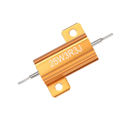 Harfington Uxcell 25W 3.3 Ohm 5% Aluminum Housing Resistor Wirewound Resistor Gold Tone 5 Pcs