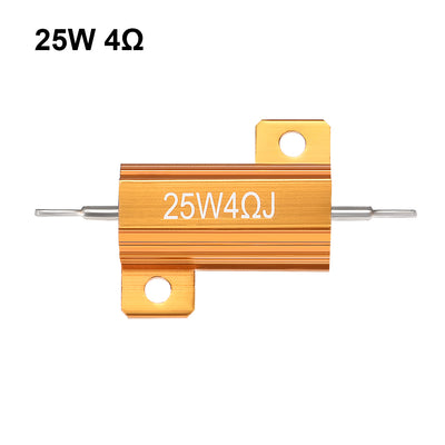 Harfington Uxcell 25W 4 Ohm 5% Aluminum Housing Resistor Wirewound Resistor Gold Tone 3 Pcs