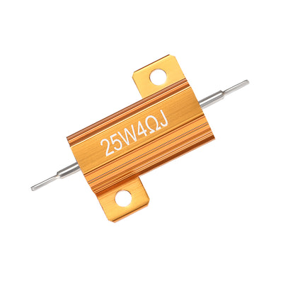 Harfington Uxcell 25W 4 Ohm 5% Aluminum Housing Resistor Wirewound Resistor Gold Tone 5 Pcs