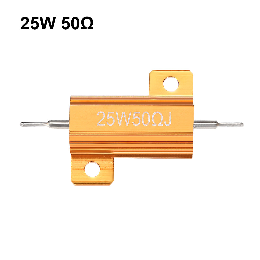 uxcell Uxcell 25 Watt 50 Ohm 5% Aluminum Housing Resistor Wirewound Resistor Gold Tone 1 Pcs