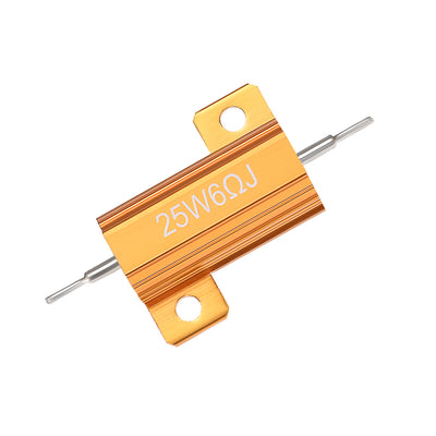 Harfington Uxcell 25W 6 Ohm 5% Aluminum Housing Resistor Wirewound Resistor Gold Tone 5 Pcs