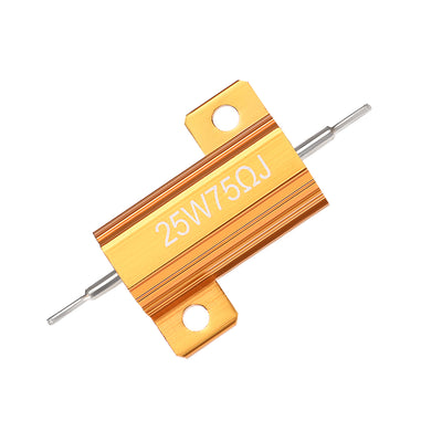 Harfington Uxcell 25W 75 Ohm 5% Aluminum Housing Resistor Wirewound Resistor Gold Tone 5 Pcs