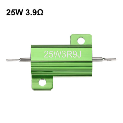 Harfington Uxcell 25W 3.9 Ohm 5% Aluminum Housing Resistor Wirewound Resistor Green Tone 5 Pcs